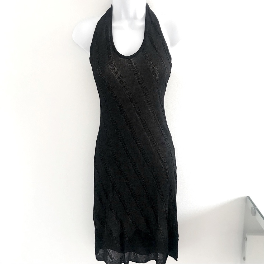 Future Ozbek Luxury Black Knitted Fitted Halter Vintage 
Dress 90’s Y2K